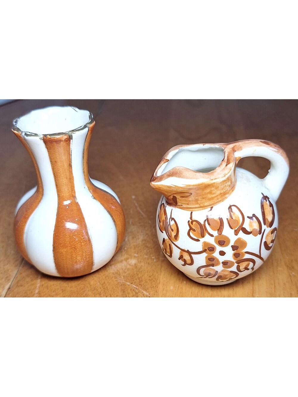 2 VTG Miniature Pottery Vases One Is Morikin From Occupied Japan